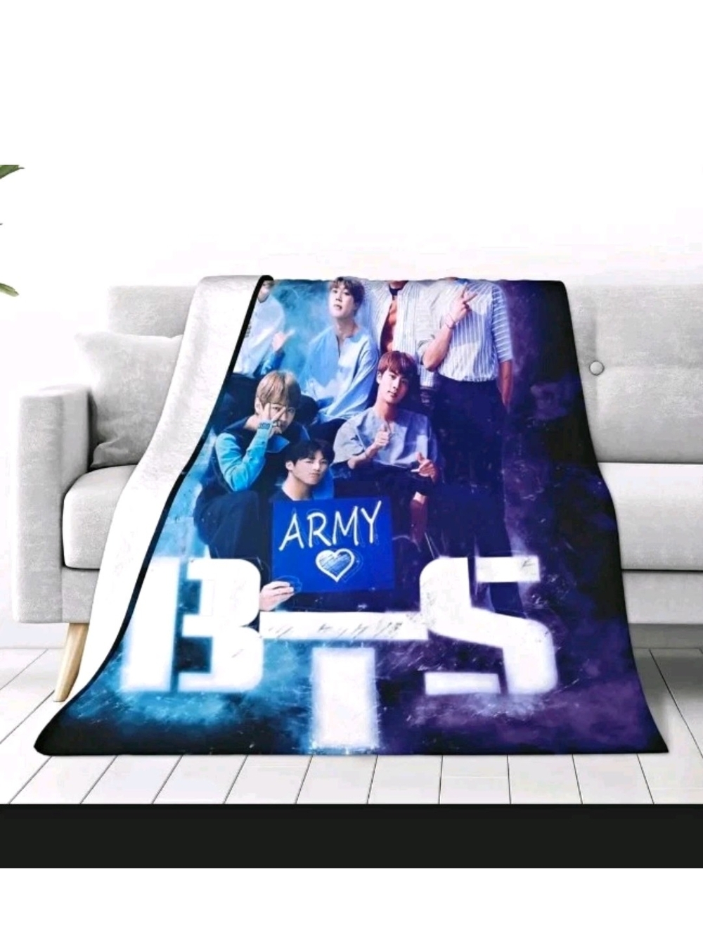 Qty 2 ARMY Plush Throw Blanket in Blue and Purple